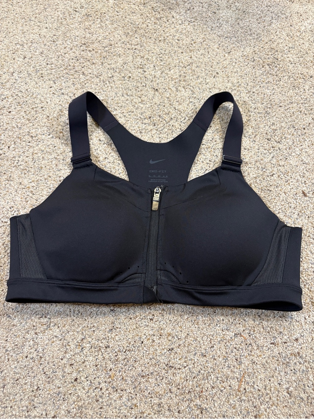 Nike Black Front-Zip High Support Racerback Sports Bra